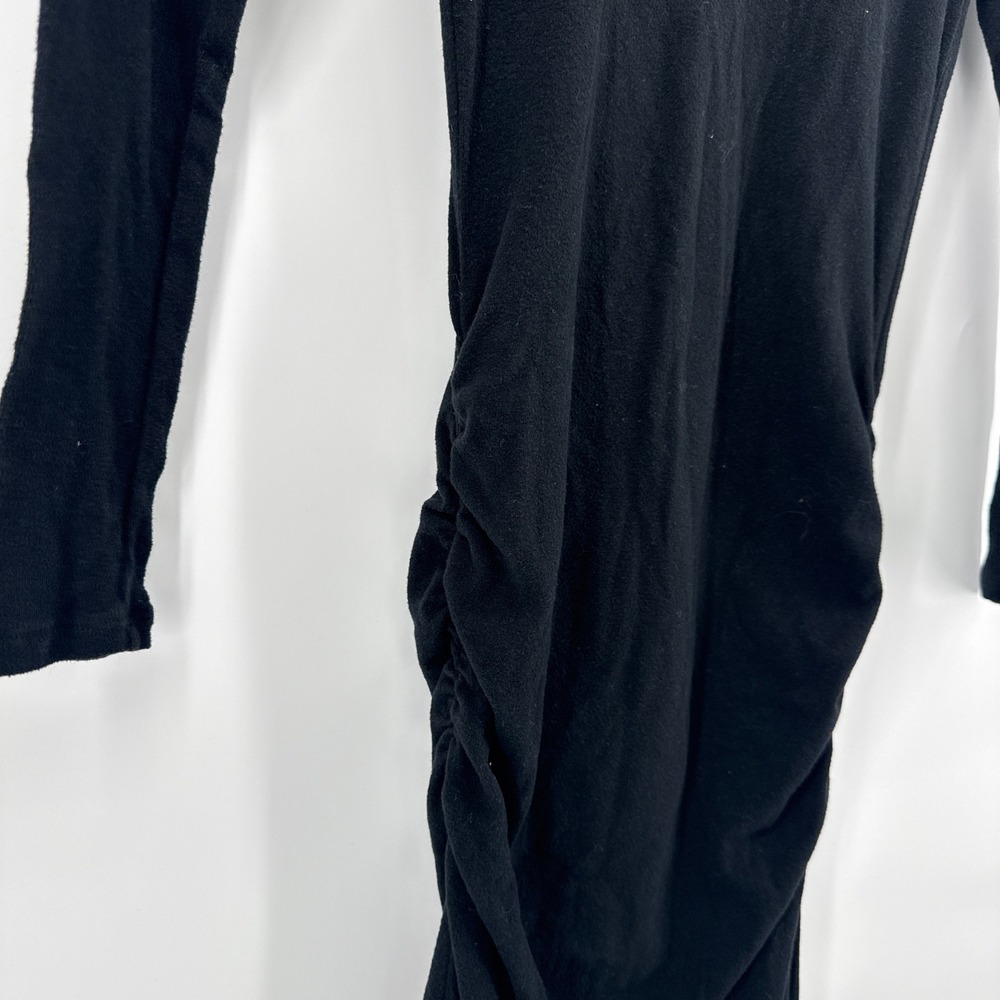 James Perse Black Skinny Split Ruched Maxi Dress Long Sleeve Size‎ 0 WMU6887 - Picture 4 of 10